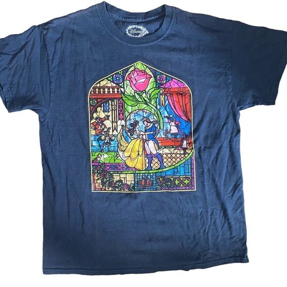 Disney Other - Beauty and the Beast stained glass style t shirt